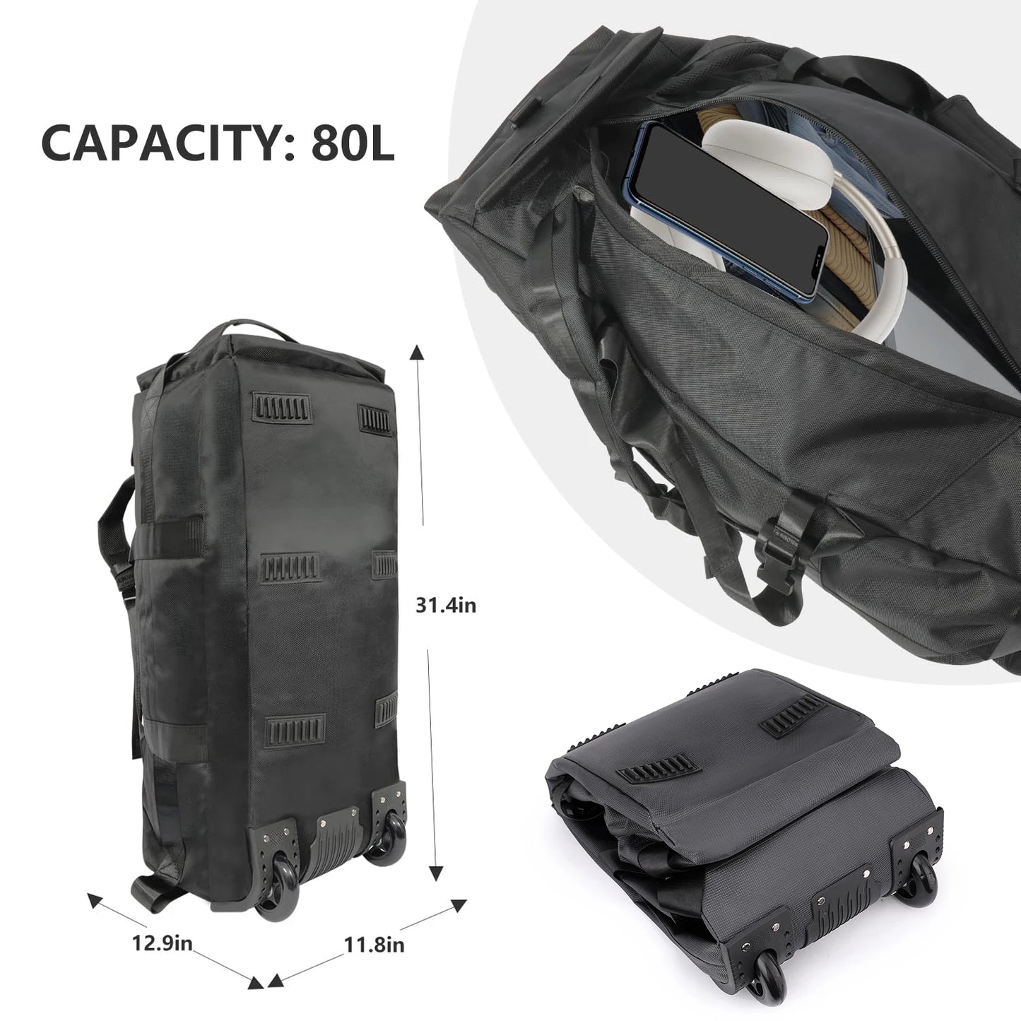 Sac Duffle Roulettes 80L