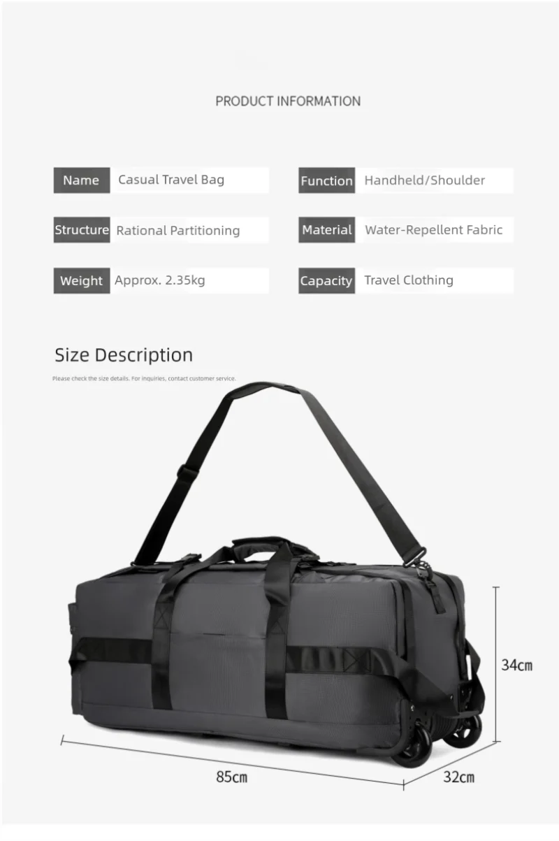 Sac Duffle Roulettes 80L